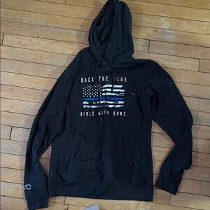EUC Girls With Guns Back The Blue Black Hoodie